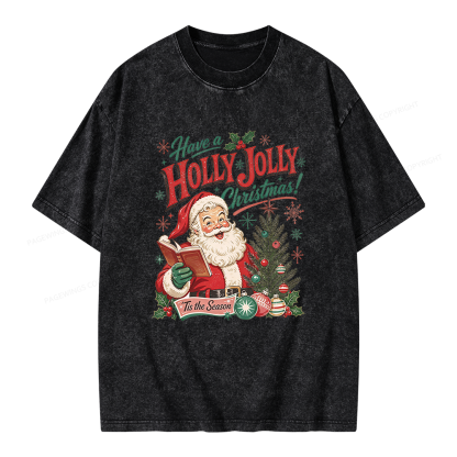 Pagewings Have a Holly Jolly Christmas Unisex Washed T-shirt