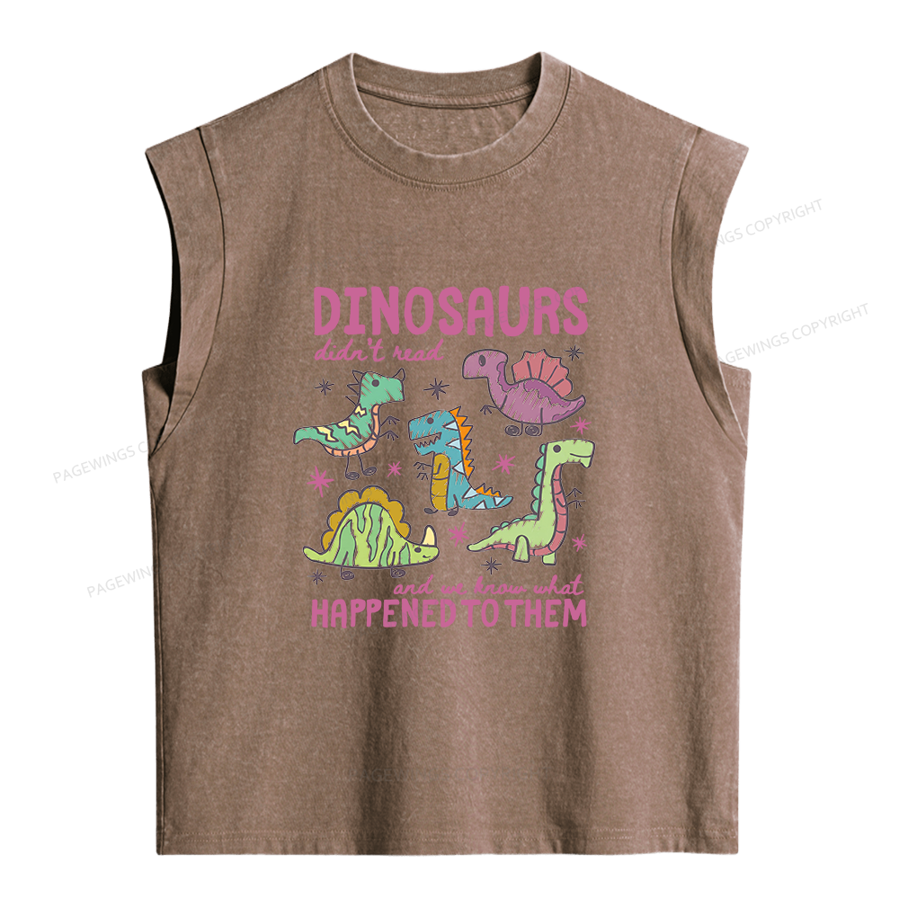 Pagewings Dinosaurs Didn’t Read Women's Washed Tank Top
