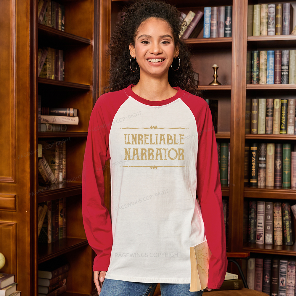 Pagewings Unreliable Narrator Long Sleeve Raglan T-shirt