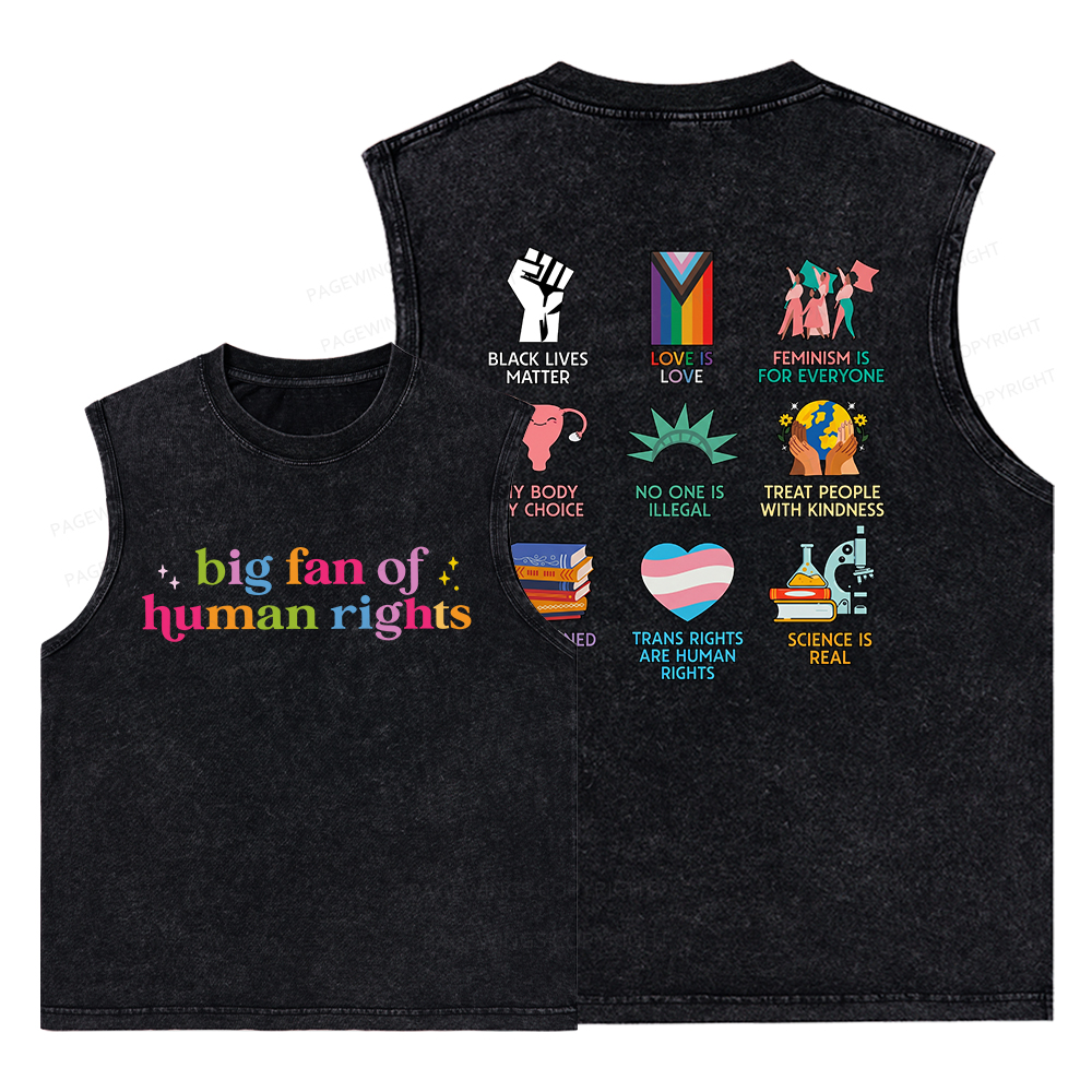 Pagewings Big Fan Of Human Rights Unisex Washed Tank Top