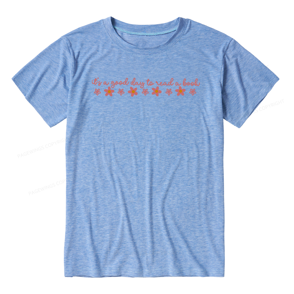 Pagewings Its A Good Day To Read A Book Unisex Heather T-Shirt
