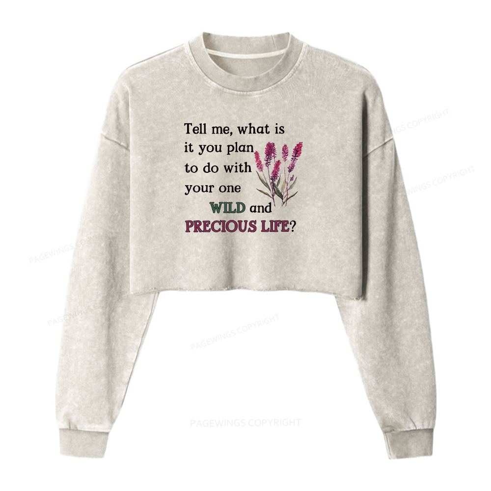 Pagewings Inspriational Quote Washed Crop Sweatshirt