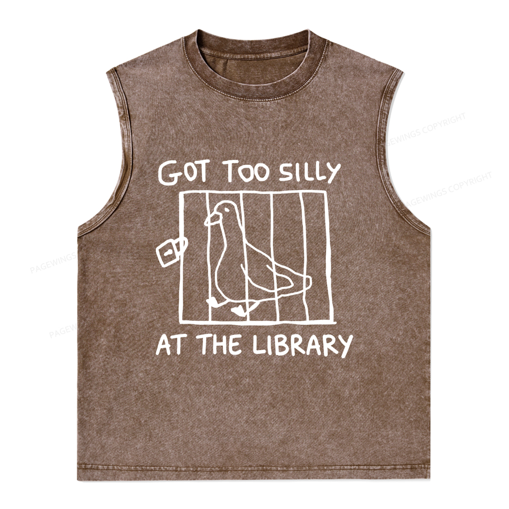 Pagewings Got Too Silly At The Library Unisex Washed Tank Top