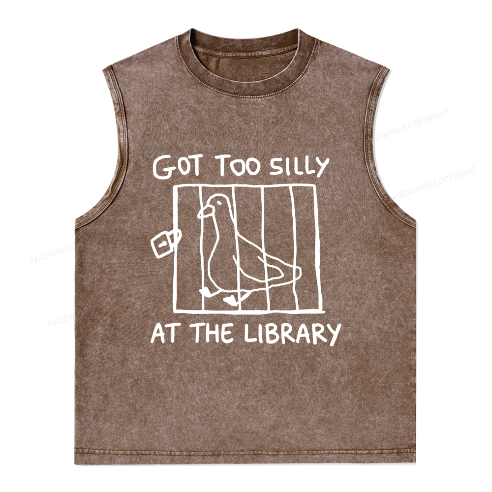 Pagewings Got Too Silly At The Library Unisex Washed Tank Top