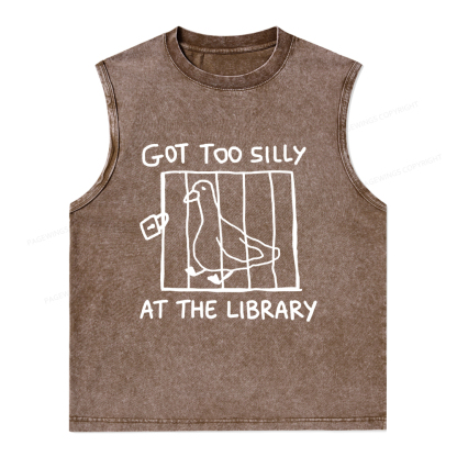 Pagewings Got Too Silly At The Library Unisex Washed Tank Top