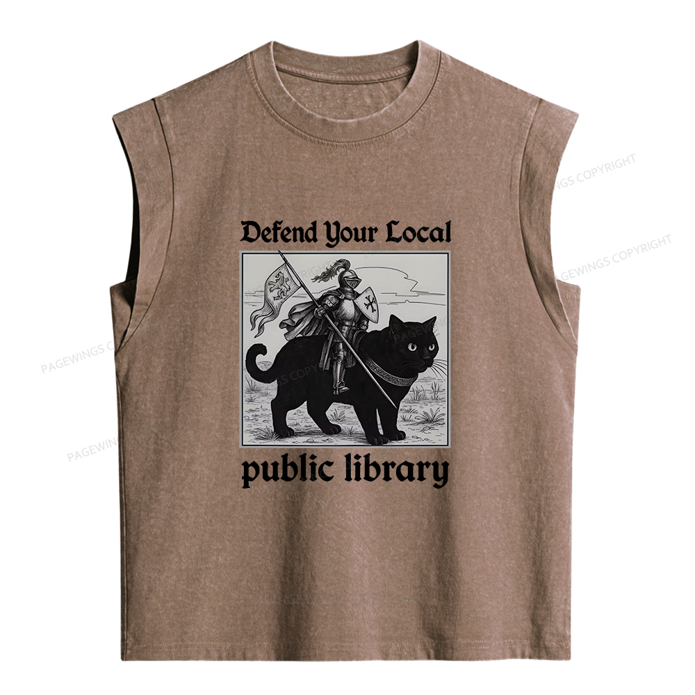 Pagewings Defend Your Local public library Women's Washed Tank Top