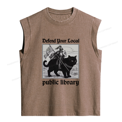 Pagewings Defend Your Local public library Women's Washed Tank Top