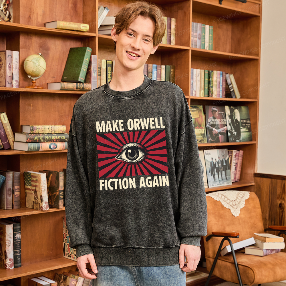 Pagewings Make Orwe Fiction Again Unisex Washed Sweatshirt