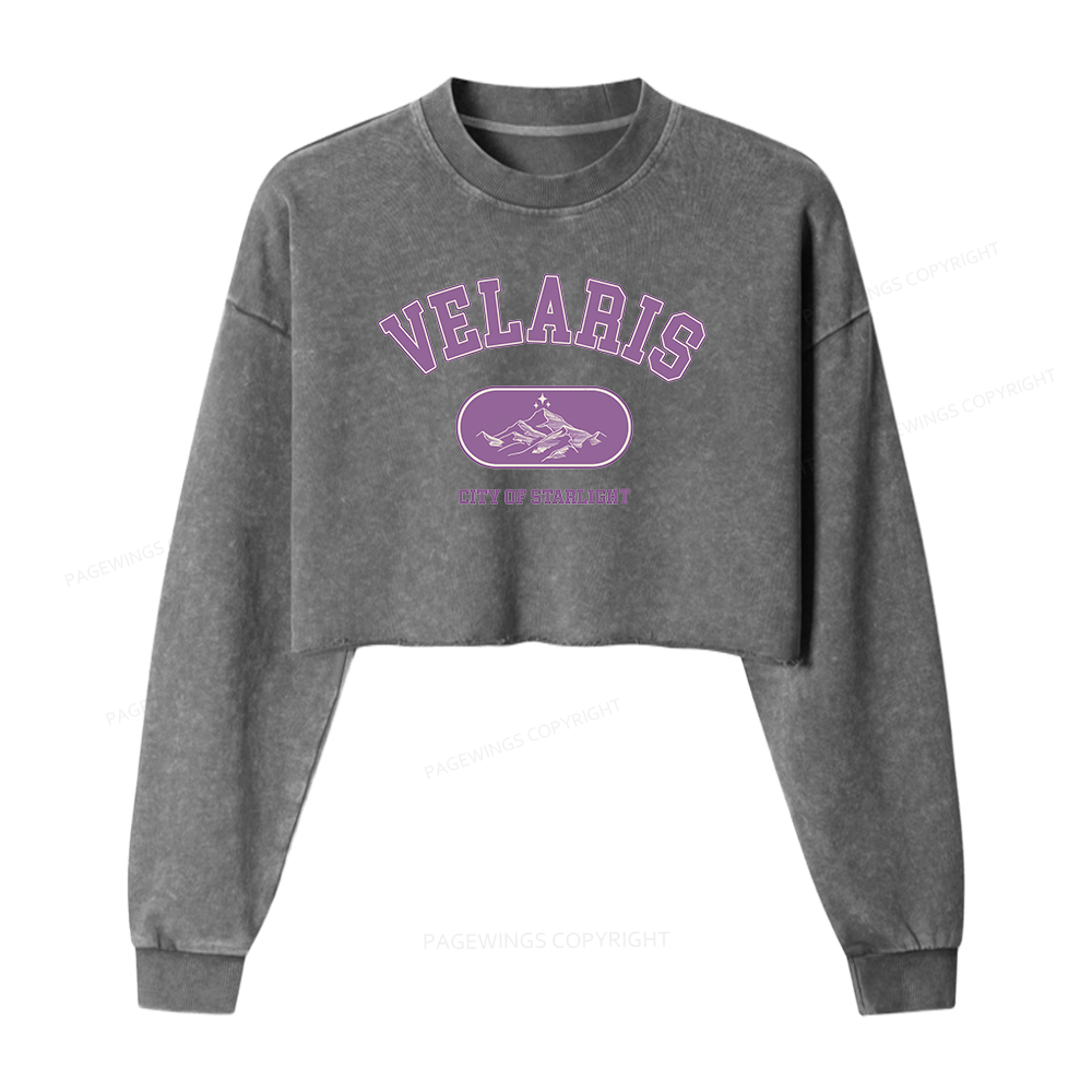 Pagewings Fantasy Book Lover Washed Crop Sweatshirt