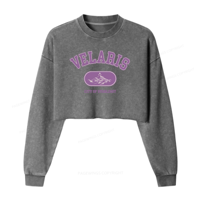 Pagewings Fantasy Book Lover Washed Crop Sweatshirt