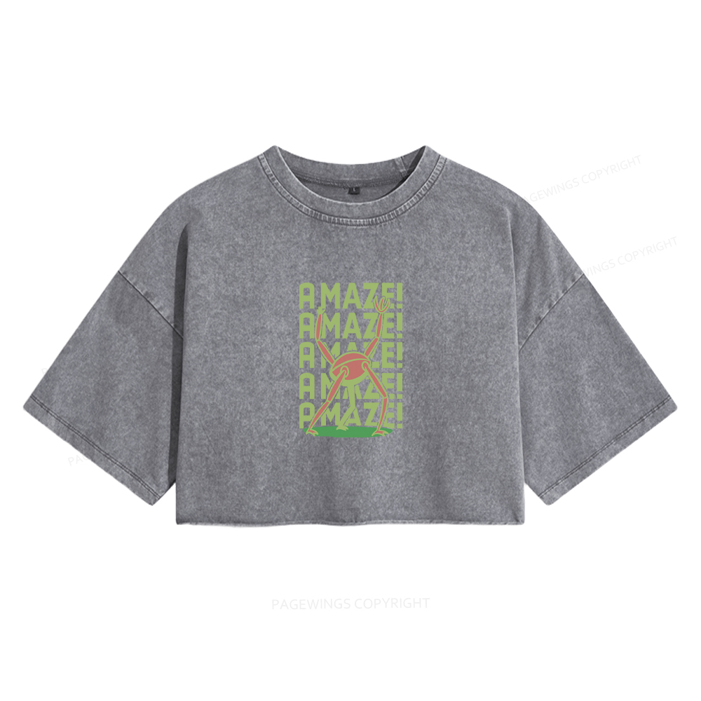 Pagewings Rocky Amaze Women's Washed Cropped T-shirt