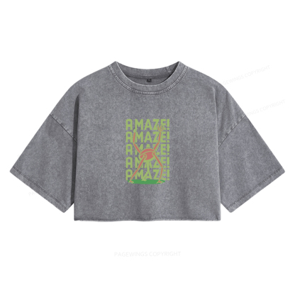Pagewings Rocky Amaze Women's Washed Cropped T-shirt