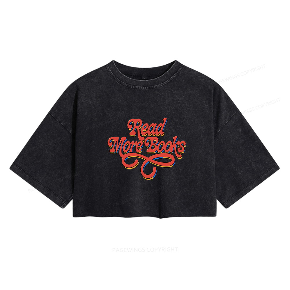 Pagewings Read More Books Women's Washed Cropped T-shirt