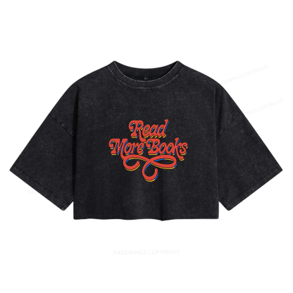 Pagewings Read More Books Women's Washed Cropped T-shirt