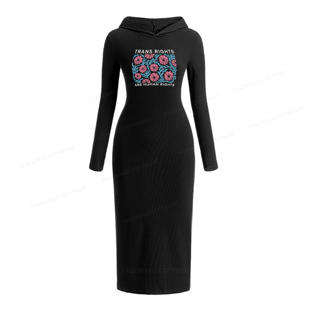 Pagewings Trans Rights Are Human Rights Hooded Knit Dress
