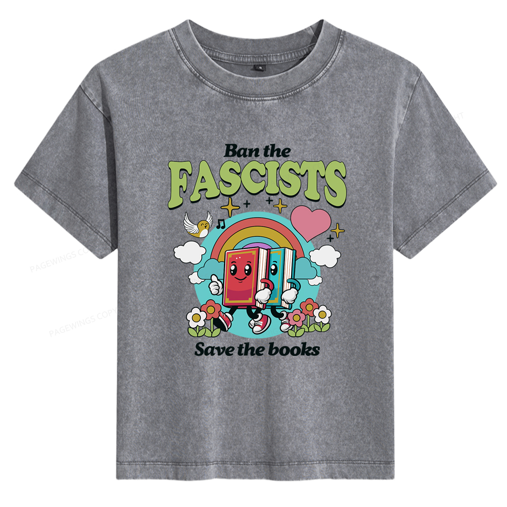 Pagewings Ban the Fascists Save the Books Women's Washed T-shirt