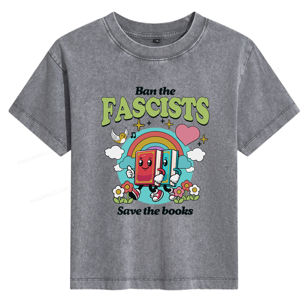 Pagewings Ban the Fascists Save the Books Women's Washed T-shirt