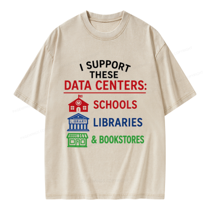 Pagewings I Support These Data Centers Unisex Washed T-shirt