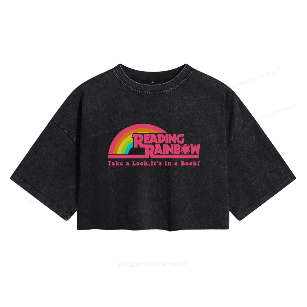 Pagewings Take a Look it's in a Book Women's Washed Cropped T-shirt