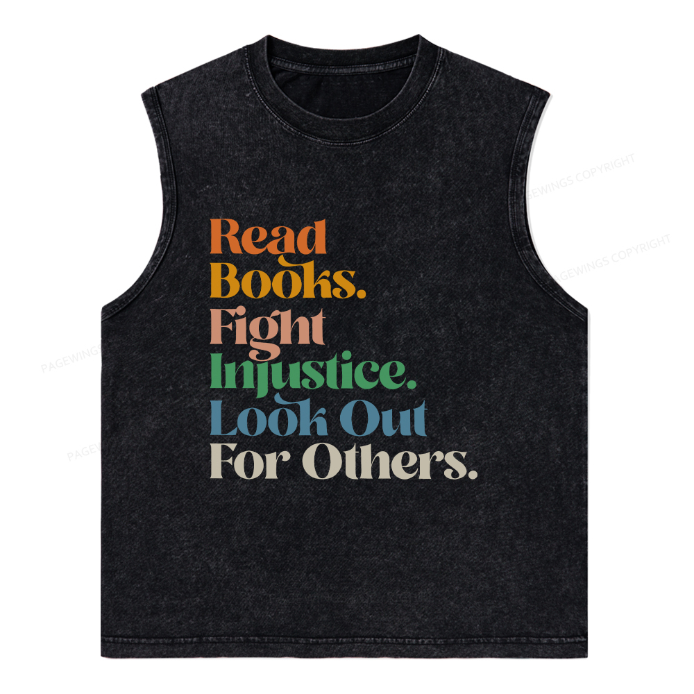 Pagewings Read Banned Books Social Justice Shirt Unisex Washed Tank To