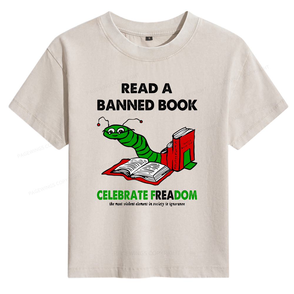 Pagewings Read A Banned Book Women's Washed T-shirt
