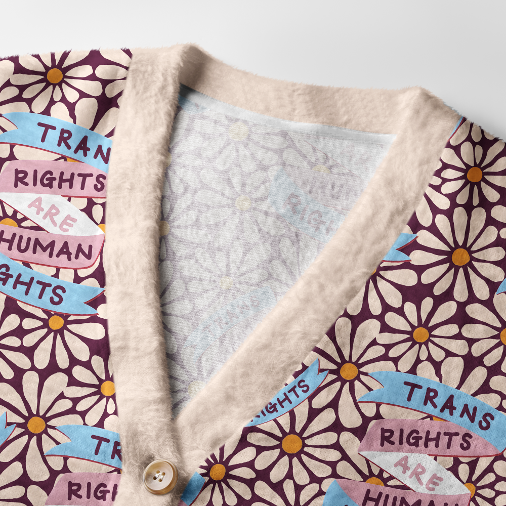 Pagewings Trans Rights Are Human Rights Light Knit Unisex Cardigan Sweaters