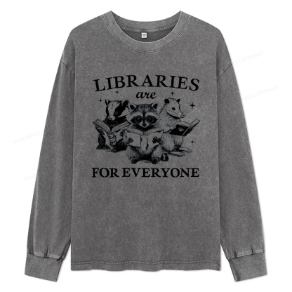 Pagewings Libraries Are For Everyone Unisex Washed Long Sleeve T-shirt