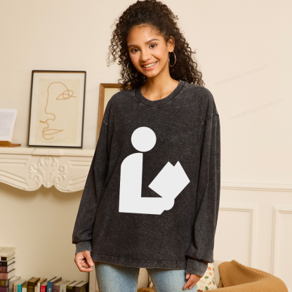 Pagewings National Library Symbol Unisex Washed Long Sleeve T-shirt