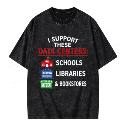 Pagewings I Support These Data Centers Unisex Washed T-shirt