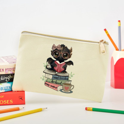 Pagewings Cute Dragon Read Books Be Kind Stay Weird Pouch