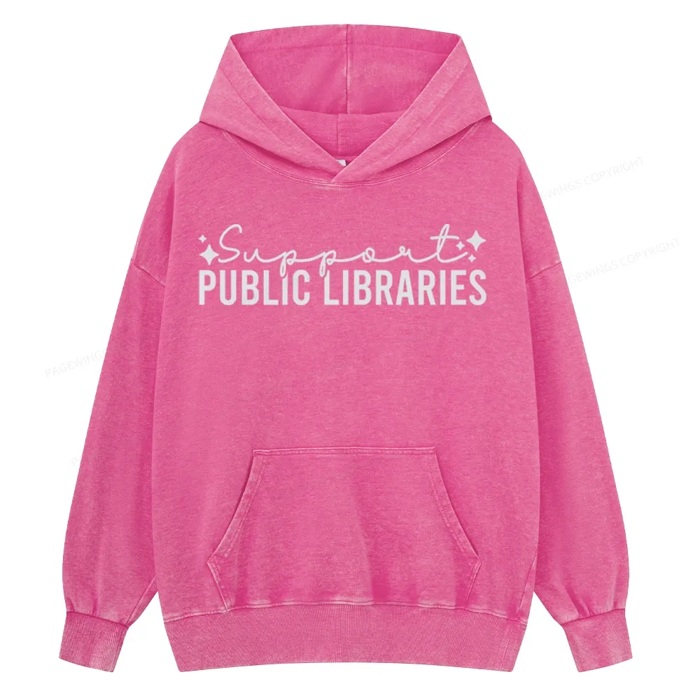 Pagewings Public Libraries Unisex Washed Hoodie