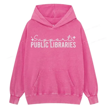 Pagewings Public Libraries Unisex Washed Hoodie