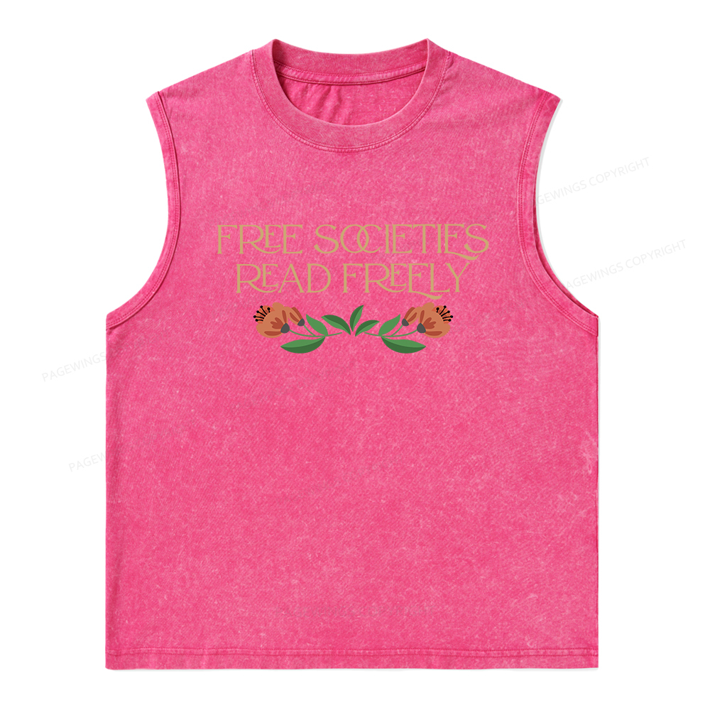 Pagewings Free Societies Read Freely Shirt T-Shirt Unisex Washed Tank Top