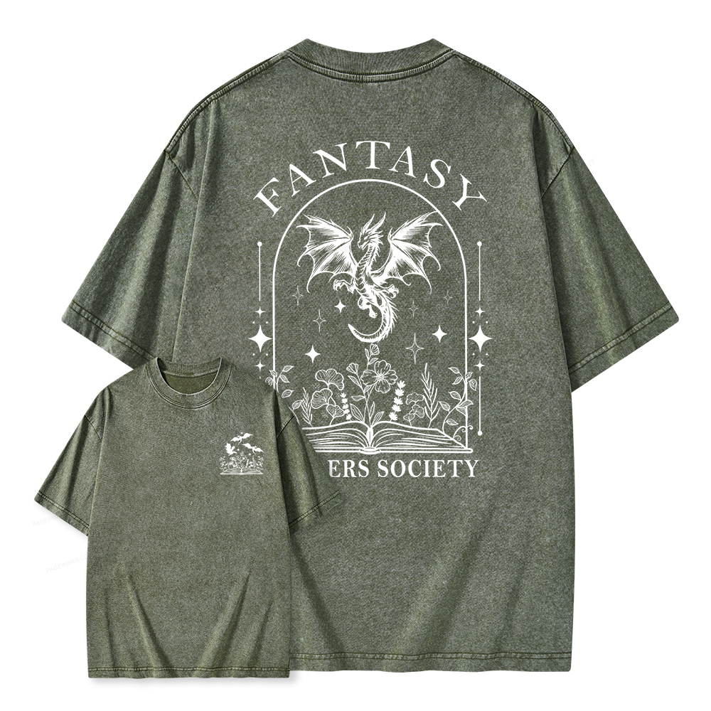 Pagewings Fantasy Reader Society Unisex Washed T-shirt