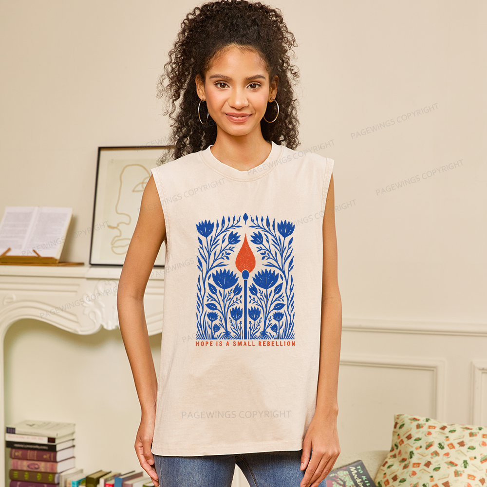 Pagewings Hope Is A Small Rebellion Unisex Washed Tank Top