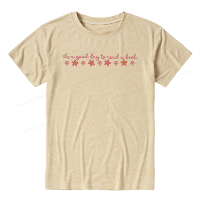 Pagewings Its A Good Day To Read A Book Unisex Heather T-Shirt