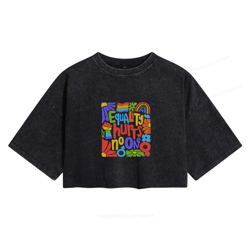 Pagewings Equality Hurts No One Women's Washed Cropped T-shirt