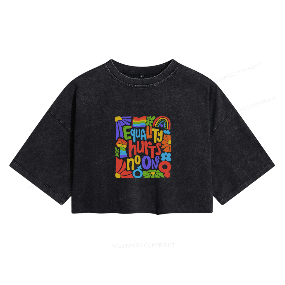 Pagewings Equality Hurts No One Women's Washed Cropped T-shirt