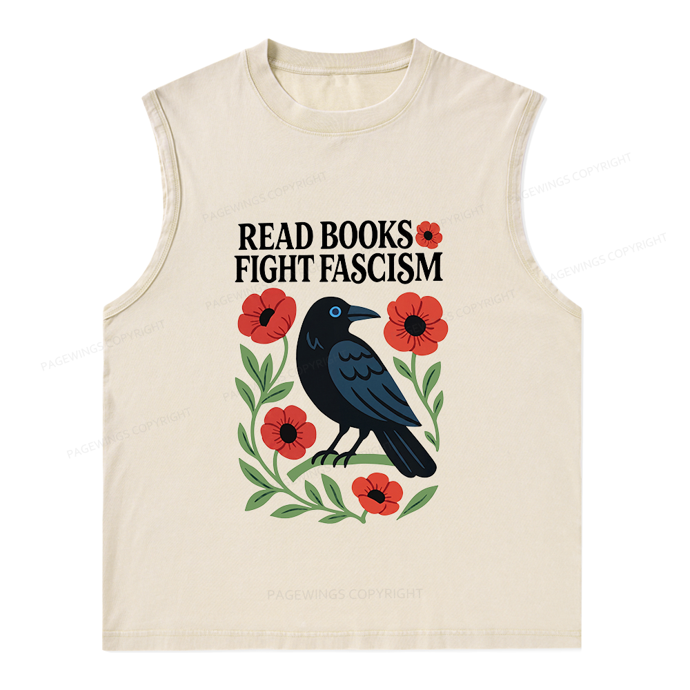 Pagewings Read Books Fight Fascismt Unisex Washed Tank Top
