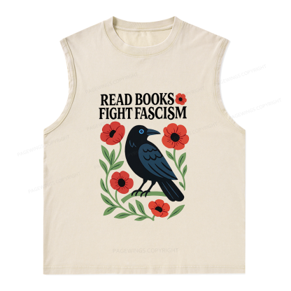 Pagewings Read Books Fight Fascismt Unisex Washed Tank Top