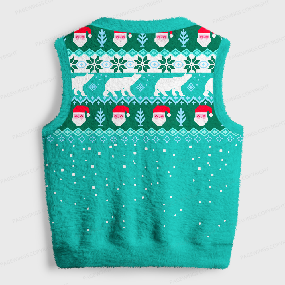 Pagewings Christmas Book Dragon V-Neck Ugly Knit Vest