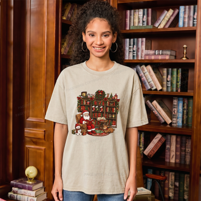 Pagewings Merry Christmas Book Lover Unisex Washed T-shirt