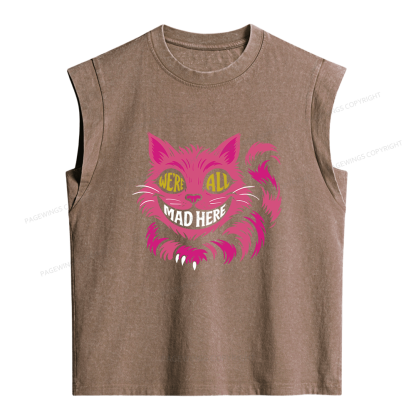 Pagewings We're All Mad Here Women's Washed Tank Top