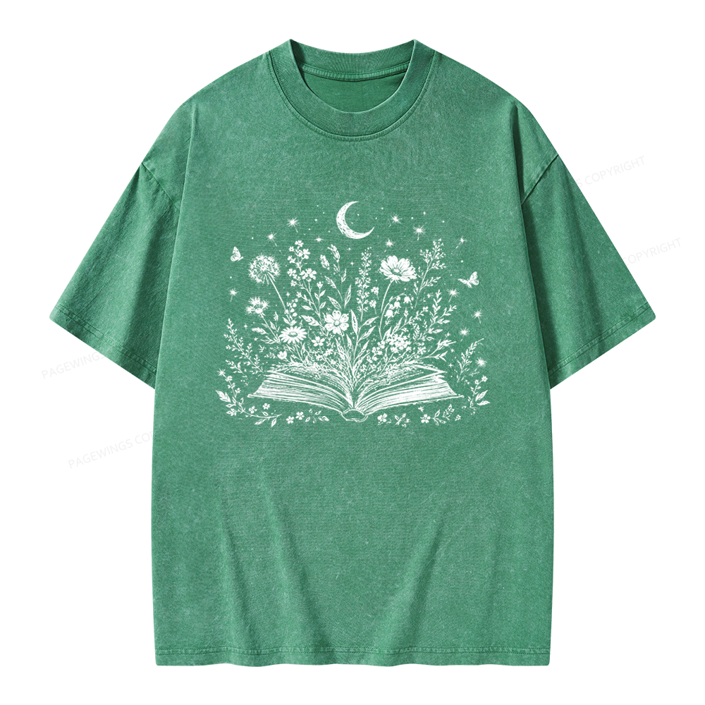 Pagewings Wildflower Book Unisex Washed T-shirt