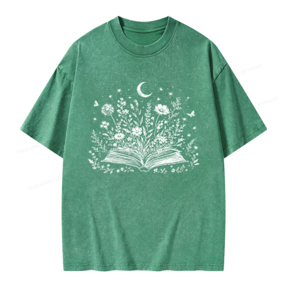 Pagewings Wildflower Book Unisex Washed T-shirt
