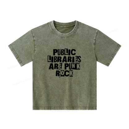 Pagewings Public Libraries Are Punk Rock Unisex Kids Washed T-shirt