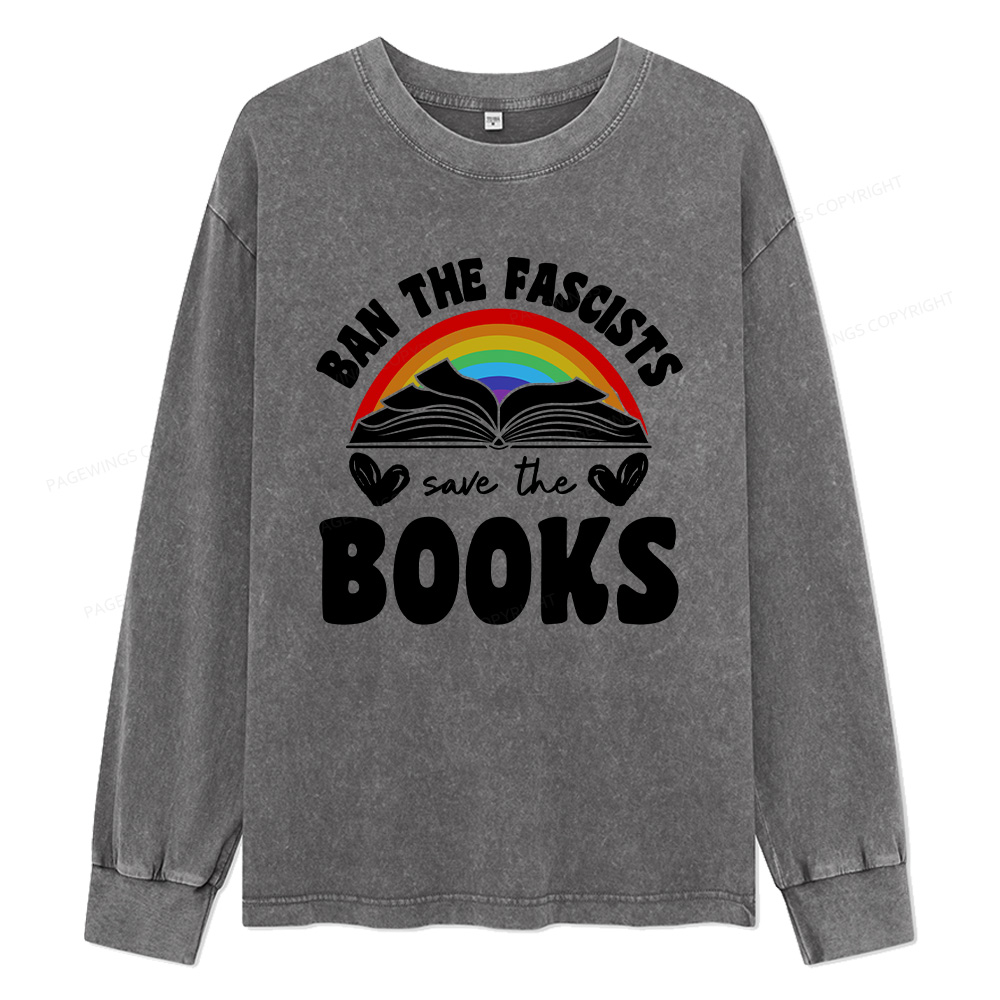 Pagewings Banned books Unisex Washed Long Sleeve T-shirt