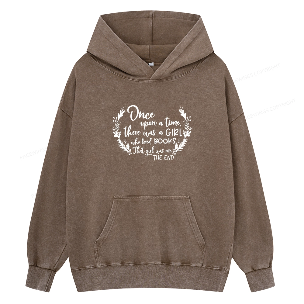 Pagewings There Was A Girl Who Loved Books Unisex Washed Hoodie