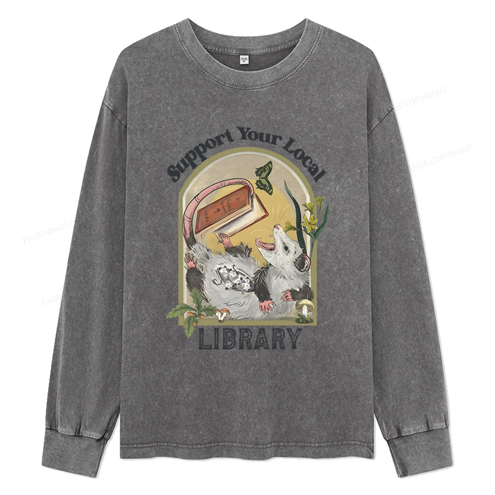 Pagewings Library Readers Make Leaders Jersey Unisex Washed Long Sleeve T-shirt