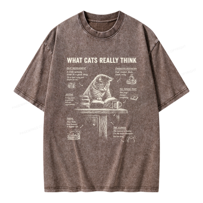 Pagewings What Cats Really Think Unisex Washed T-shirt